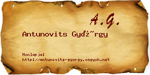 Antunovits György névjegykártya